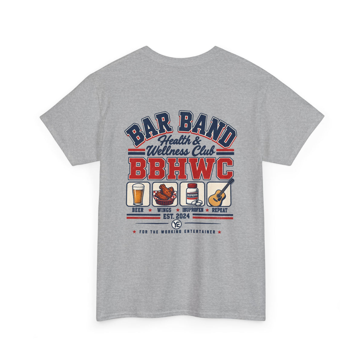Bar Band Wellness Club Tee — 'BBHWC' Retro Pub Beer & Music Graphic T-Shirt
